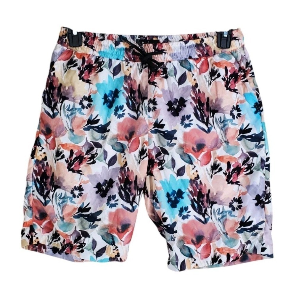 Public Record Shorts Trunk Men L Floral Colorful Drawstring Unlined (29-32 x8.5)